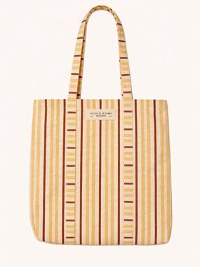 NEW Sezane Summer Tote Bag in yellow and brown/tan.